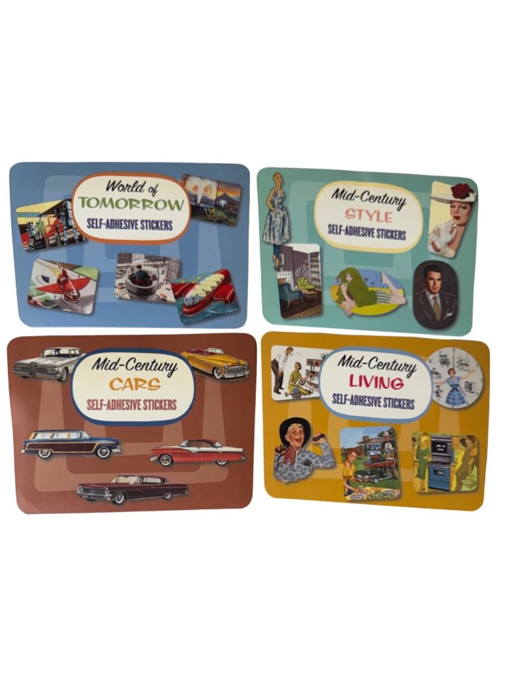 Laughing Elephant Vintage Sticker Lot Retro Mid-Century Style & Cars Set 2008